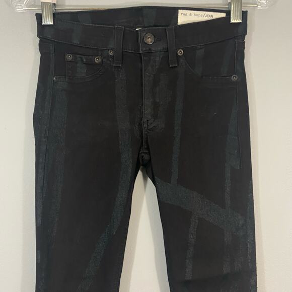 rag & bone Skinny Legging Black Abstract Pattern Stretch - Picture 3 of 7